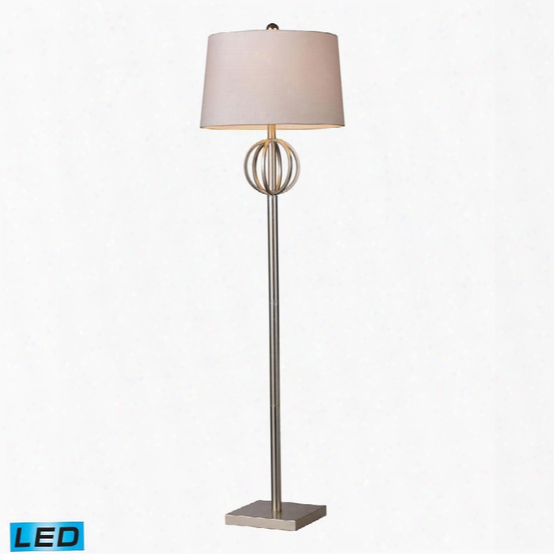 D1495-led Donora Led Floor Lamp In Silver Leaf With Milano Off White