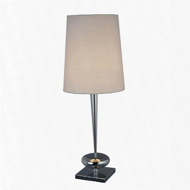 D1516 Sayre Table Lamp In Chrome With White Faux Silk