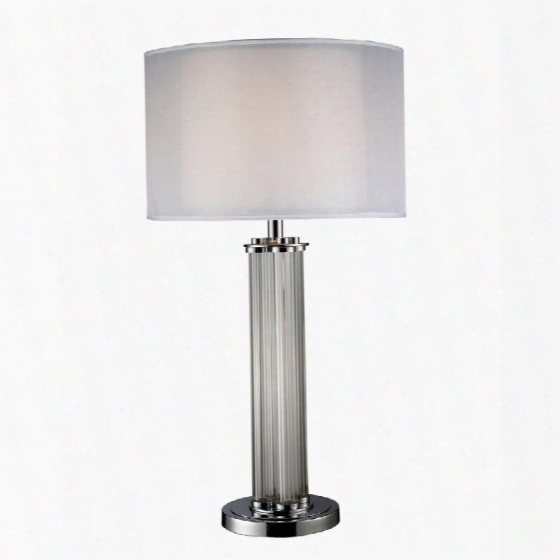 D1614 Hallstead Table Lamp In Chrome With Silver Organza