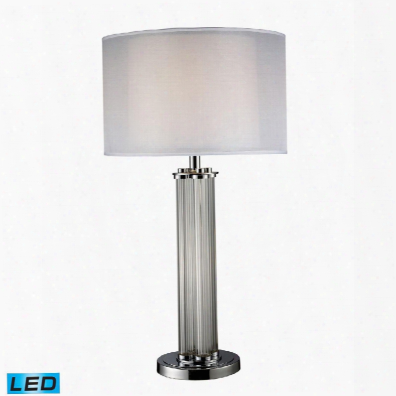 D1614-led Hallstead Led Table Lamp In Chrome With Silver Organza