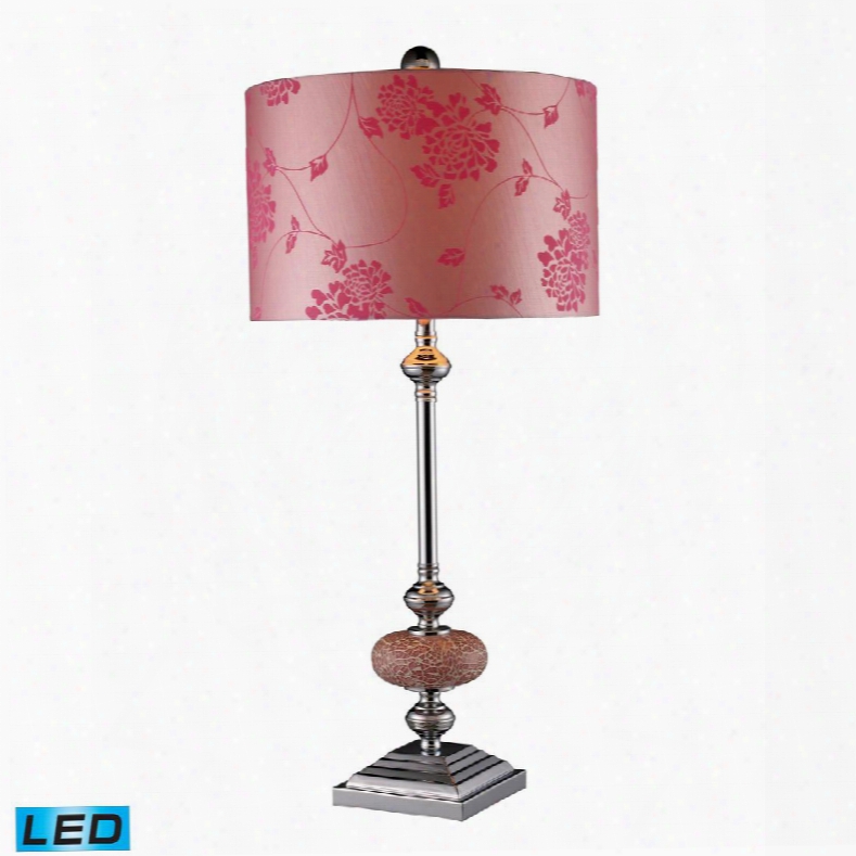 D1711-led Lauren Led Table Lamp In Chrome And Pink