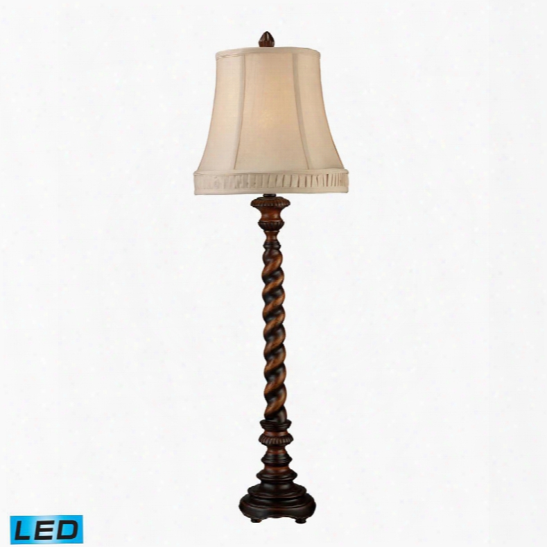 D1758 -led Rye Park Led Table Lamp In Sienna Bronze Wood With Cream Shantung