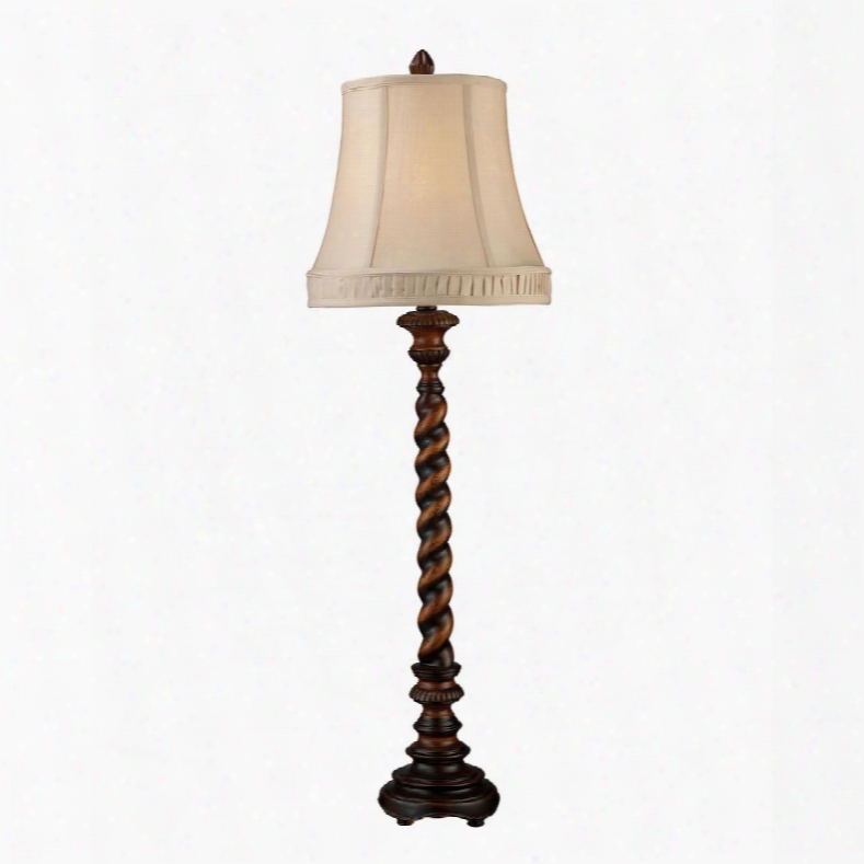 D1758 Rye Park Table Lamp In Sienna Bronze Wood With Cream Shantung