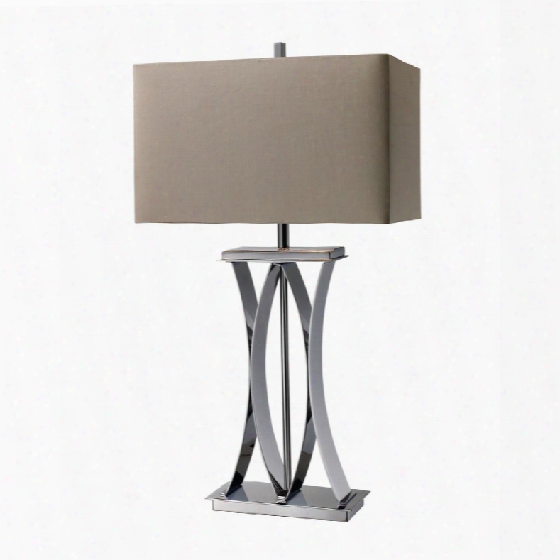 D1801 Joline Table Lamp In Chrome With Grey Faux Silk