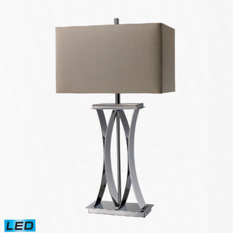 D1801-led Joline Led Table Lamp In Chrome With Grey Faux Silk