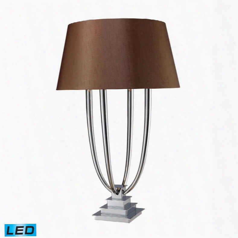 D1804-led Harris 4 Light Led Table Lamp In Chrome With Chocolate