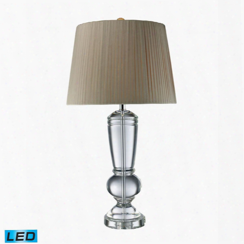 D1811-led Castlebridge Led Table Lamp In Clear Crystal With Light Grey