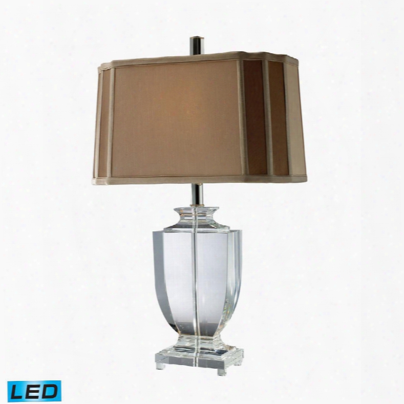 D1814-led Layfette Led Table Lamp In Clear Crystal With Cream And Taupe