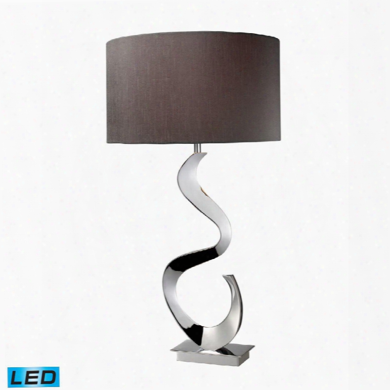 D1820-led Morgan Led Table Lamp In Chrome With Gey Faux Silk