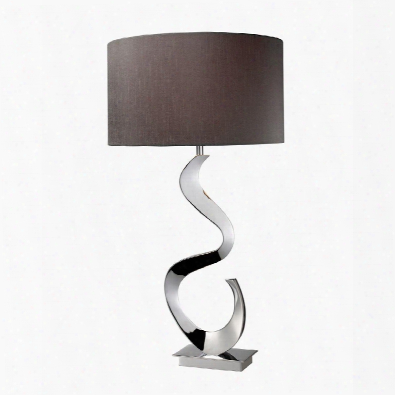 D1820 Morgan Table Lamp In Chrome With Grey Faux Silk