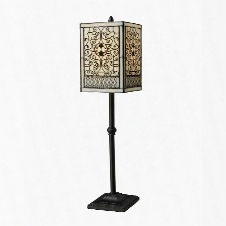 D1851 Adamson Table Lamp In Tiffany Bronze With Glass
