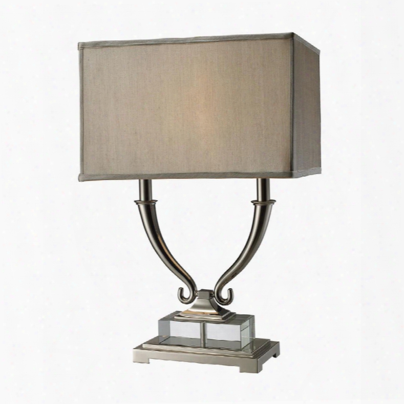 D1873 Roberts 2 Light Table Lamp In Polished Nickel And Clear