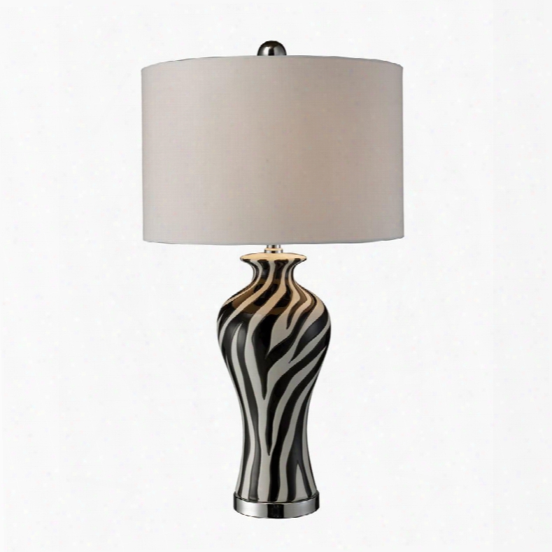 D1882 Carlton Table Lamp In Zebra Print With Pure White Faux Silk