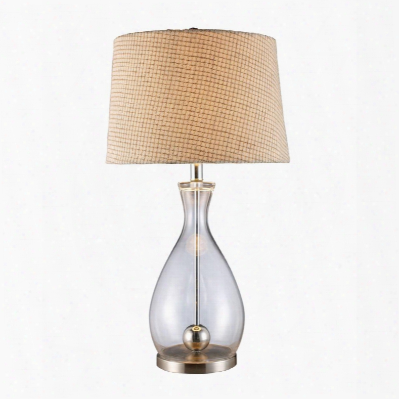 D1975 Longport Table Lamp In Clear Glass And Chrome With Linen