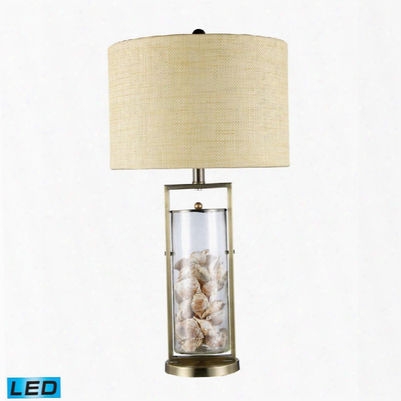 D1978-led Millisle Led Table Lamp In Antique Brass And Clear Glass With