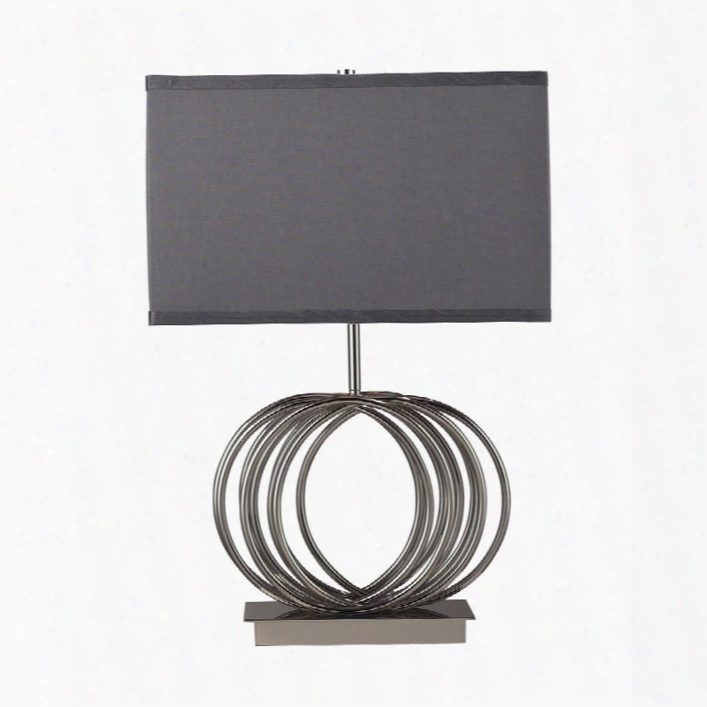 D2057 Ekersall Table Lamp In Chrome With Grey Faux Silk