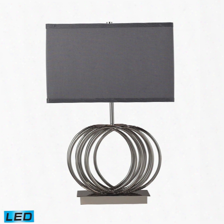 D2057-led Ekersall Led Table Lamp In Chrome With Grey Faux Silk