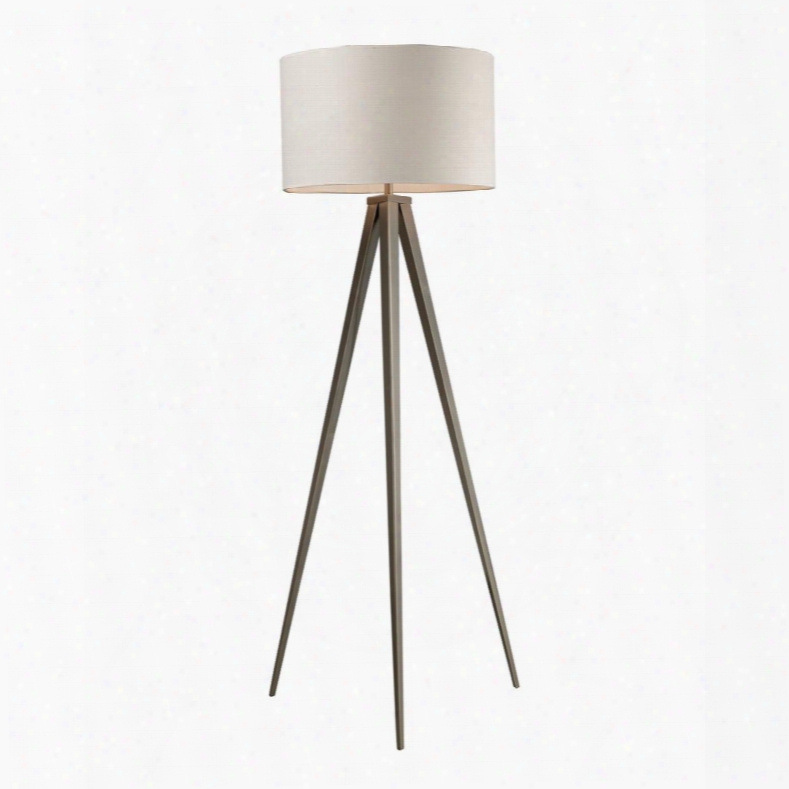 D2121 Salford Floor Lamp In Satin Nickel With Off White Linen