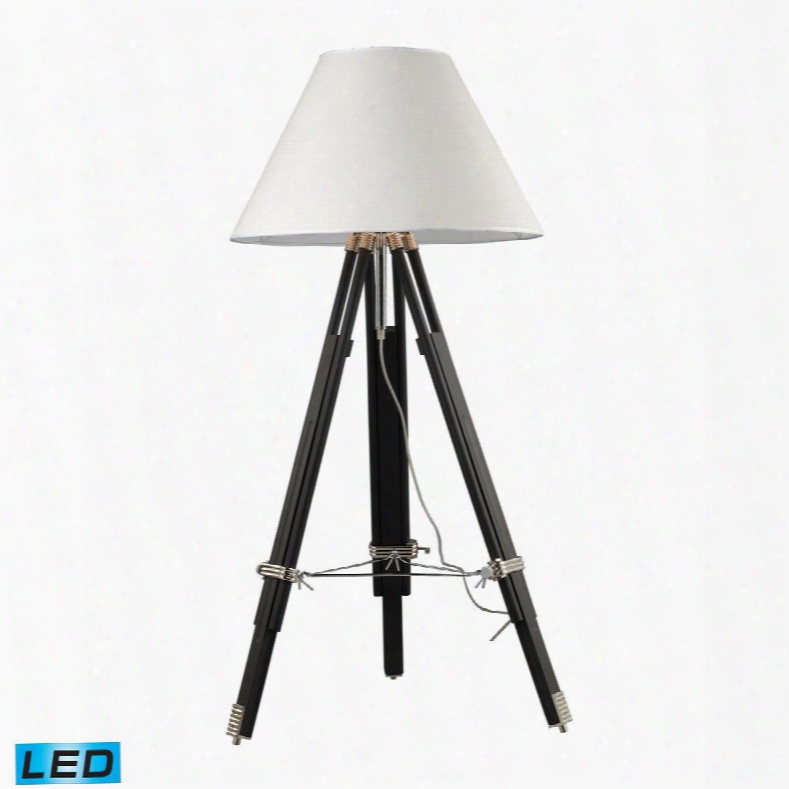 D2127-led Studio Led Floor Lamp In Chrome And Black With Woven Linen