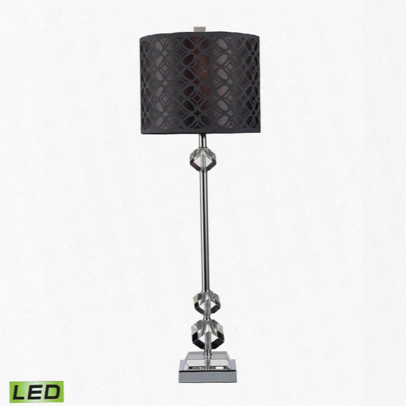 D2161-led Chamberlain Led Table Lamp In Chrome And Clear Crystal With Laser Cut