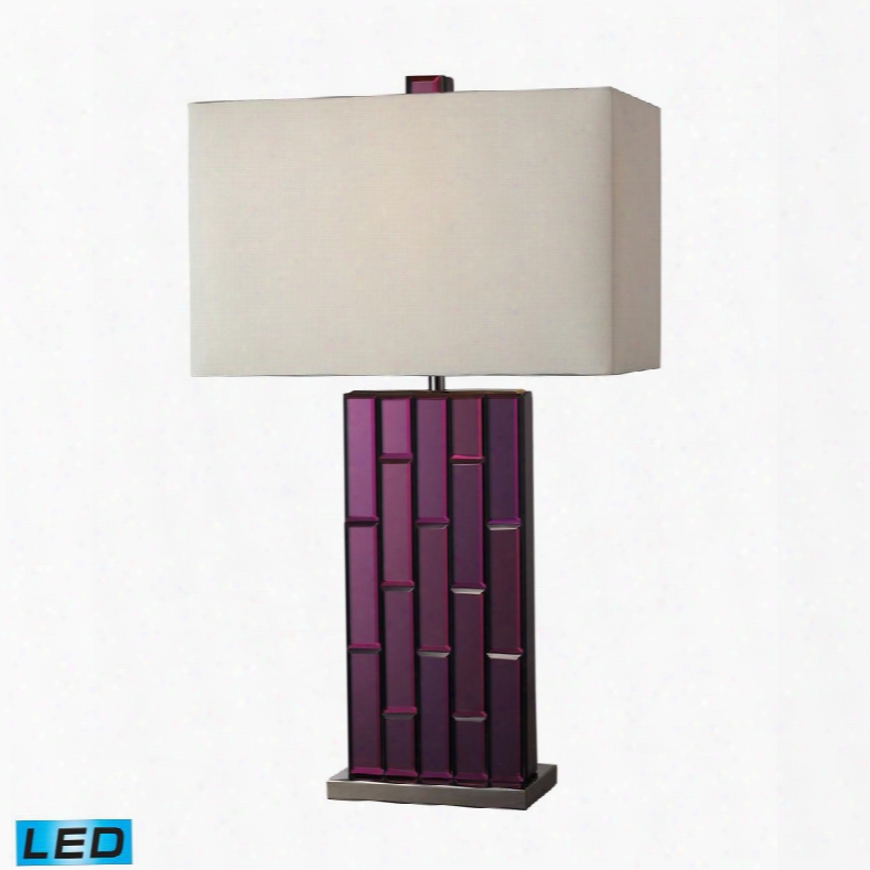 D2162-led Avalon Led Table Lamp In Purple Mirror And Black