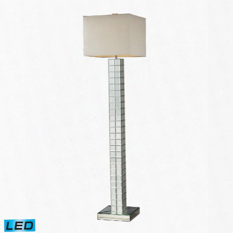 D2166-led Luella Led Floor Lamp In Clear Finish With Off White Faux Silk