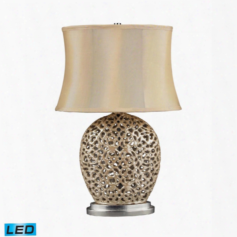 D2168-led Serene Led Table Lamp In Pearlescent Cream With Light Beige