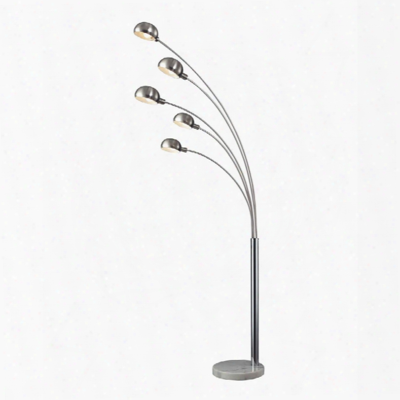 D2173 Penbrook Arc Floor Lamp In Silver Plating With White Marble