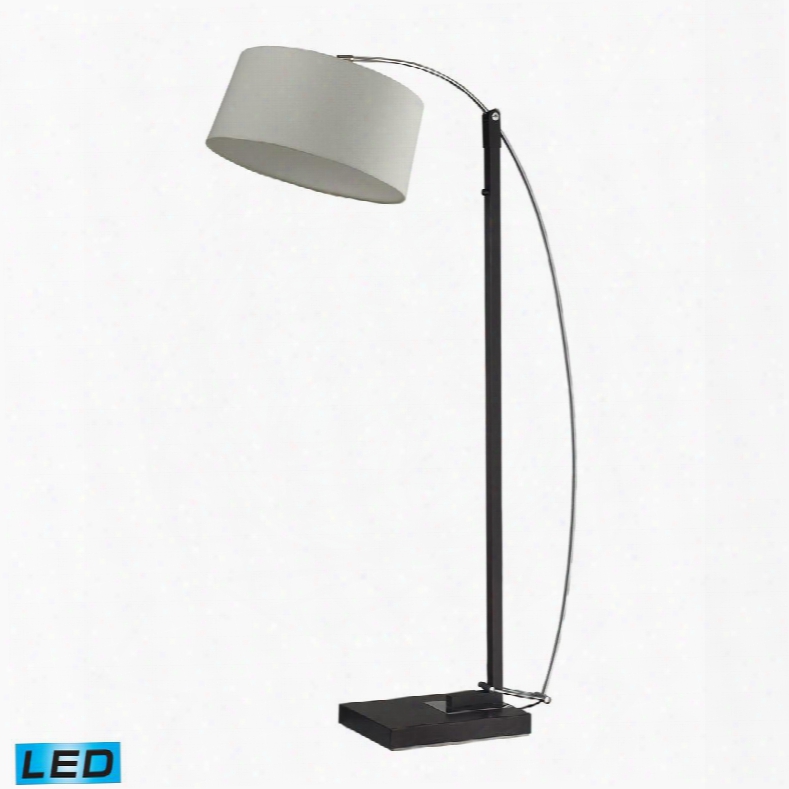 D2183-led Logan Square Led Floor Lamp In Dark Brown With Off-white Linen