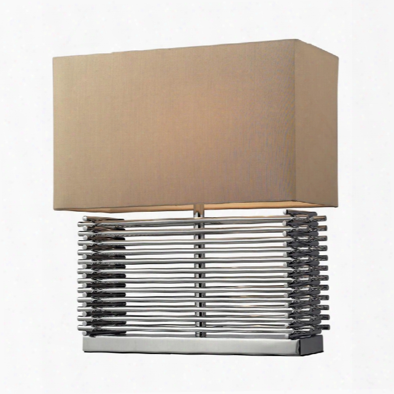 D2205 Andros Slatted Table Lamp In Chrome With Light Beige
