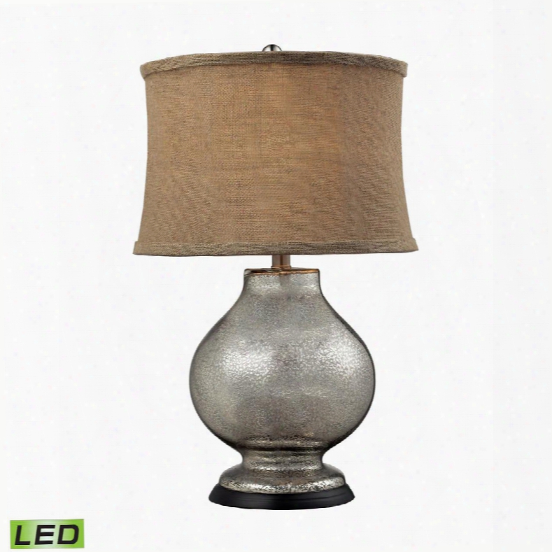 D2239-led Stonebrook Led Table Lamp In Antique Mercury Glass With Burlap