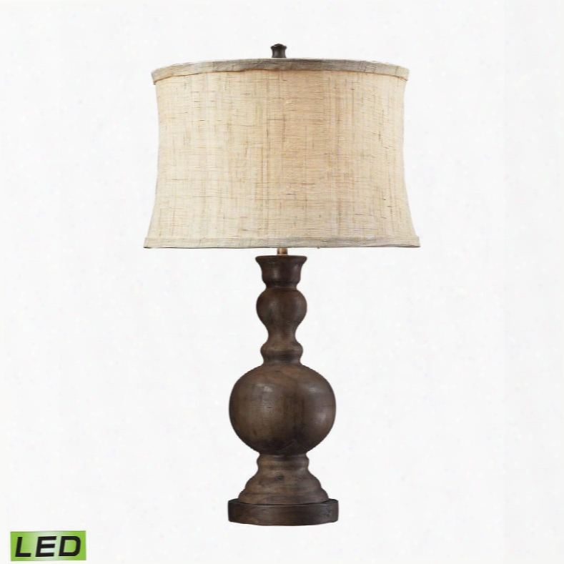 D2240-led Westbridge Wooden Led Table Lamp With Hand Woven Natural Linen