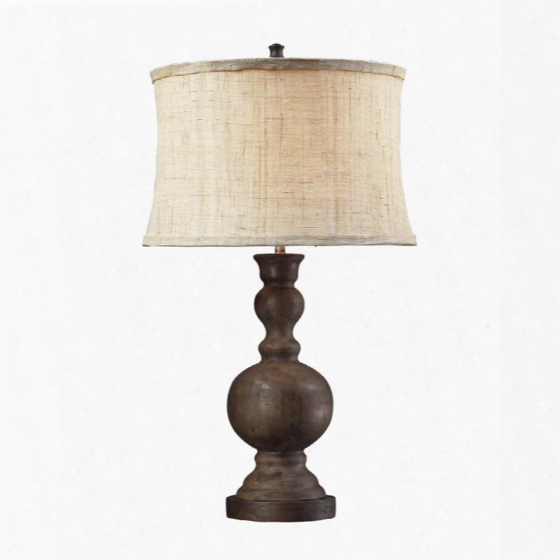 D2240 Westbridge Wooden Table Lamp With Hand Woven Natural Linen