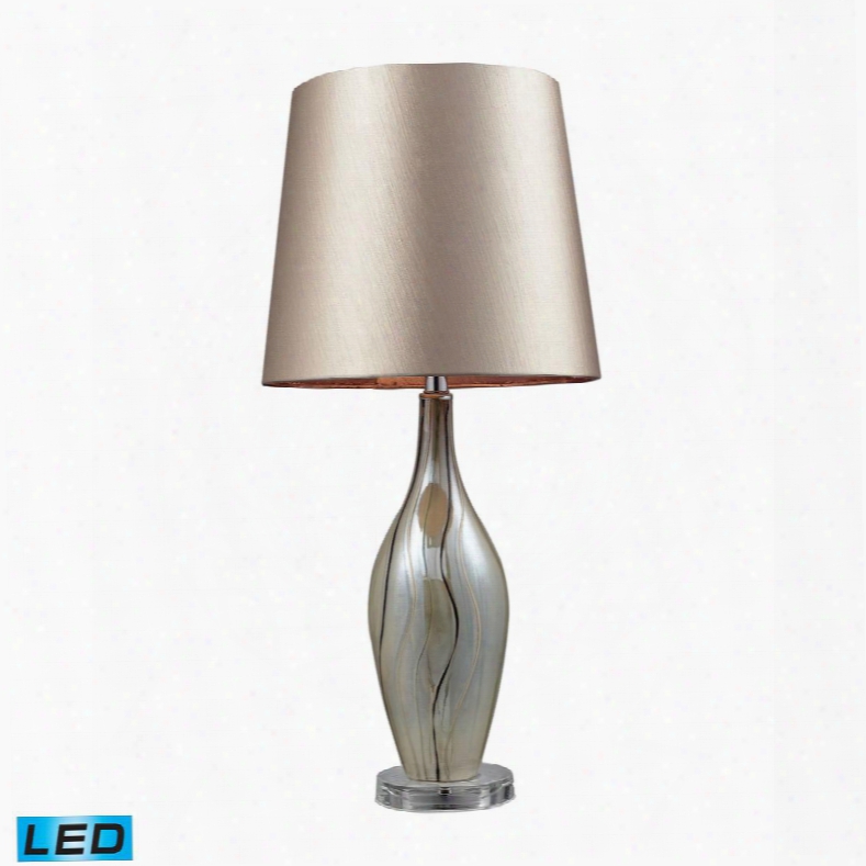 D2257-led Etna Ceramic Led Table Lamp In Painetd Ribbon Finish With Champagne