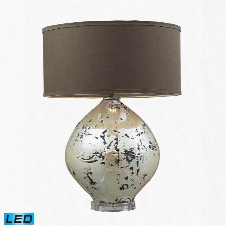 D2262-led Limerick Ceramic Led Table Lamp In Turrit Gloss Beige With Brown Linen