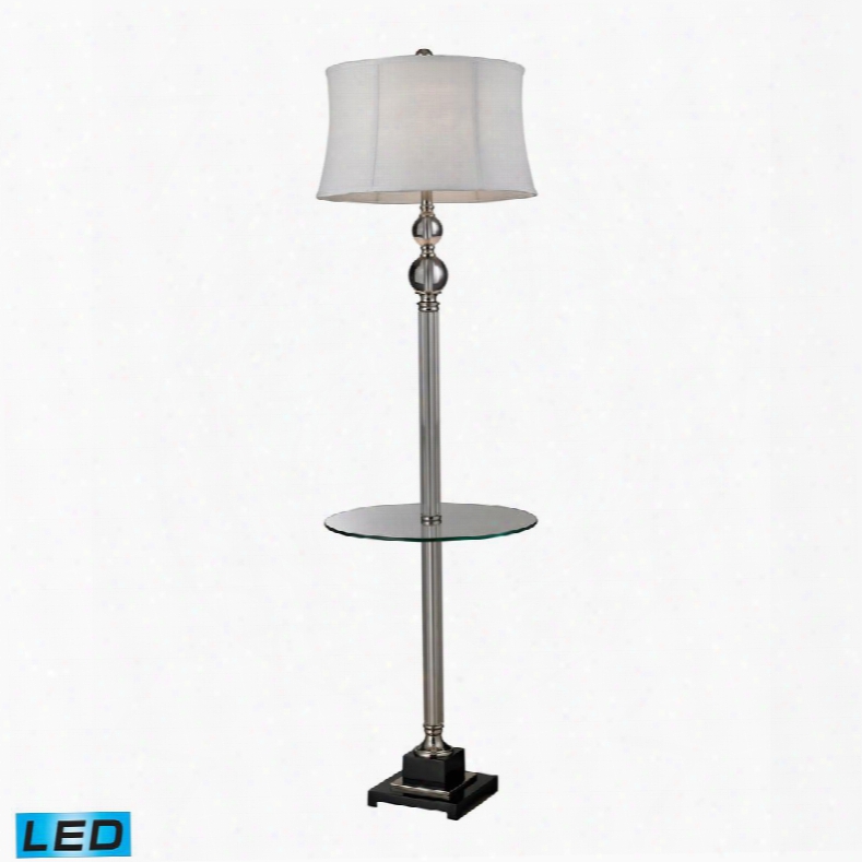 D2310-led Crystal Led Floor Lamp With Glass Tray And Pure Whitte Textured Linen