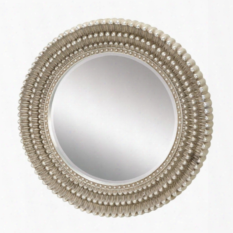 Dahila Collection 6050409 35" Wall Mirror With Beveled Edge Round Shape And Resin Material In Antique Soft And Clear  Leaf