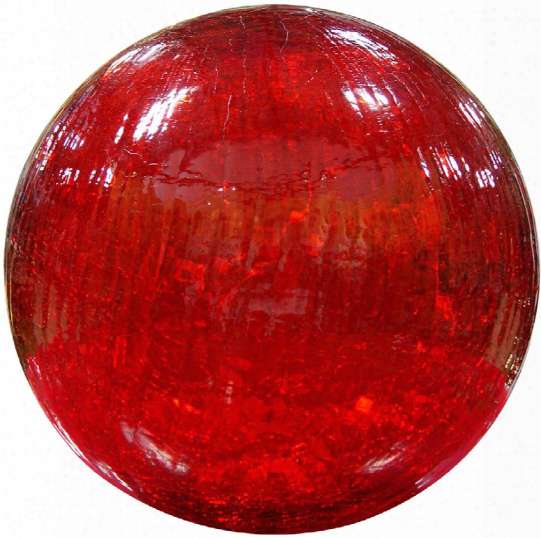 Egg100rd-s Red Crackled Glass Ball With Led Lights -