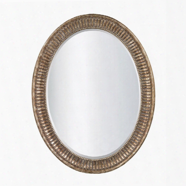 Franklin Collection 115-10 35" X 27" Wall Mirror With Oval Shape Beveled Edge And Composite Material In Siler Leaf And Bronze Wash