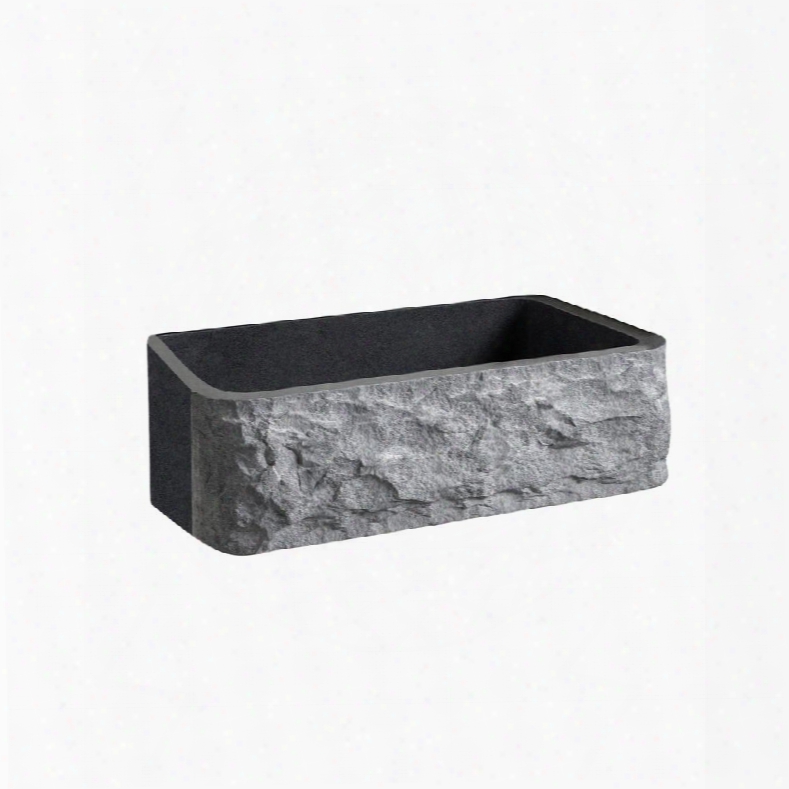 Fsgsb4020-gpbl Birgitta 36 Granite Single Bowl Farmer Sink Chiseled Frnt