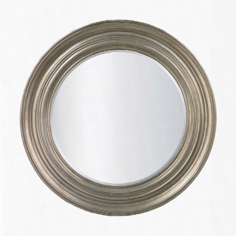 Fulleton Collection 115-09 31" Wall Mirror With Round Shape Beveled Edge And Composite Material In Silver Leaf And Antique