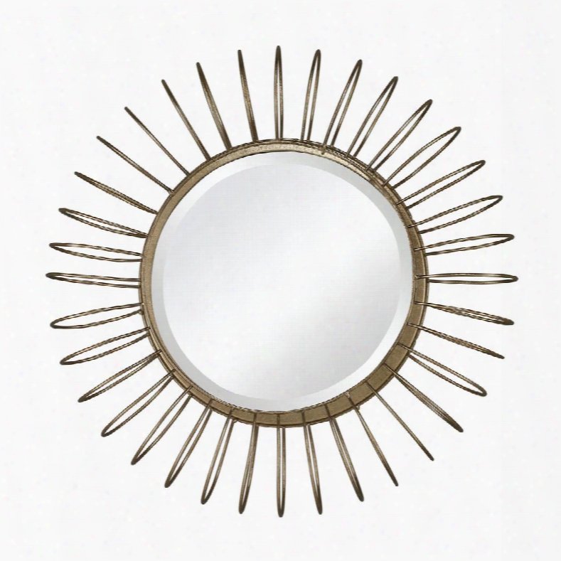 Green Field Collection 138-001 19" Wall Mirror With Round Shape Beveled Edge And Metal Frame In Gold Leaf