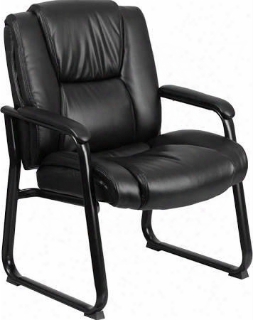 Hercules Series Big & Tall 500 Lb. Capacity Black Leather Executive Side Chair With Sled Base