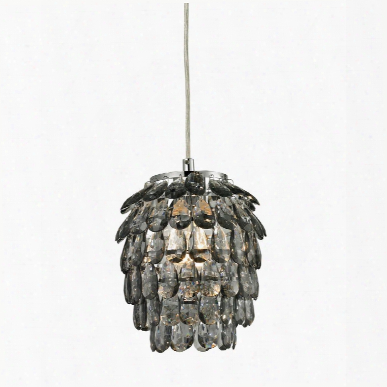 Kinloss Collection 144-021 7" Mini Pendant With 1 Light Capacity Smoked Drops Ul Listed Acrylic And Metal Construction In Grey Smoke