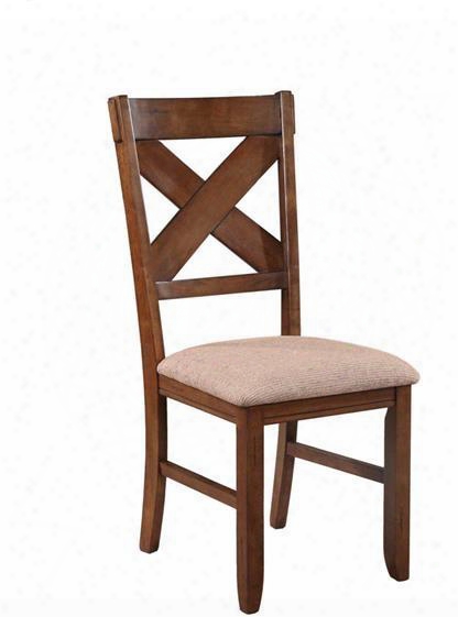 Kraven Collection 713-434x 40"; Set Of 2 Dining Side Chairs With X-styled Chair Back With 100% Polyester Upholstered Tan Seat In Dark