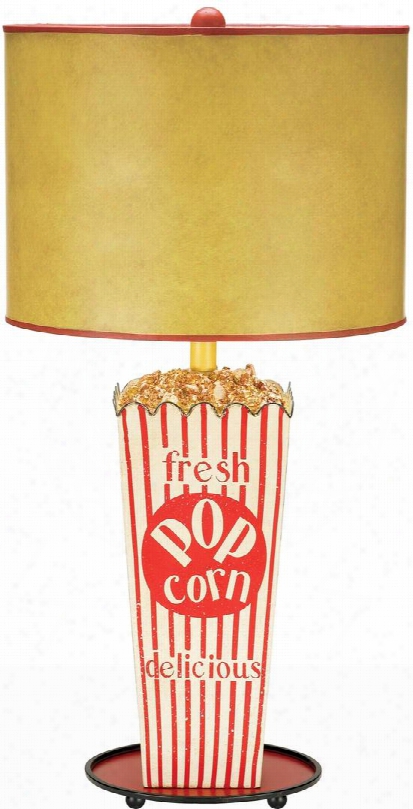 Movie Snack Collection 84-026 15" Table Lamp With 1 Light Capacity Socket Switch Medium Bulb Type Composite And Metal Materials In Red And White