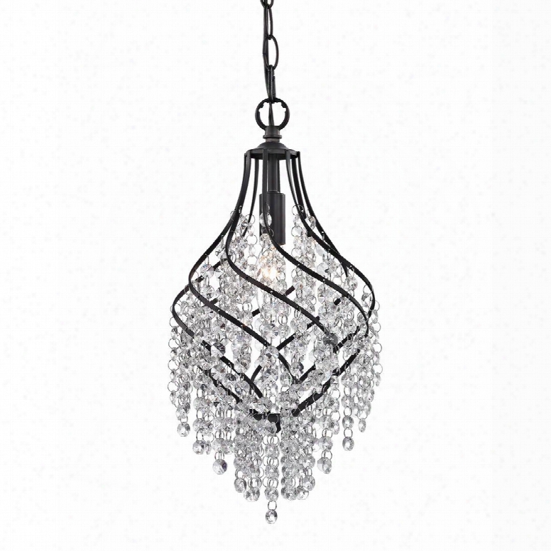 Mowbray Collection 122-018 16" Pendant With 1 Bulb Capacity Clear Cut Crystal Drops Ul Listed And Metal Construction In Dark Bronze