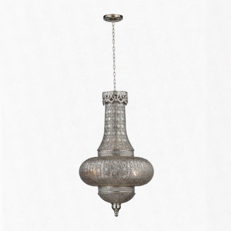 Pendant Collection 172-003 16" Hanging Pendant With 1 Bulb Capacity 100 Wattage Bulb Pierced Pattern Lantern And Metal Construction In Nickel