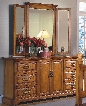 1133-050-1133-065 Honey Creek 64" Dresser with Mirror Six Drawers Two Doors Detailed Molding and Decorative Hardware in