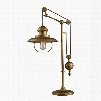 D2252 Farmhouse Table Lamp In Antique Brass With Matching Metal